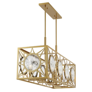 Balfour Eight Light Linear Chandelier in Warm Brass