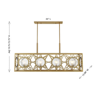 Balfour Eight Light Linear Chandelier in Warm Brass
