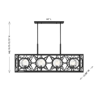 Balfour Eight Light Linear Chandelier in Matte Black