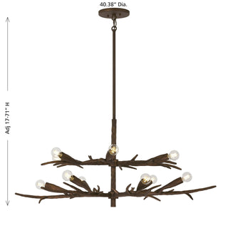 Palisades 12 Light Chandelier in Bark