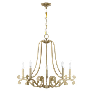 Lombard Five Light Chandelier in Noble Brass