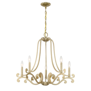 Lombard Five Light Chandelier in Noble Brass