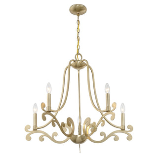 Lombard Five Light Chandelier in Noble Brass