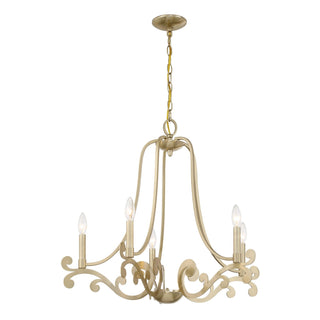 Lombard Five Light Chandelier in Noble Brass