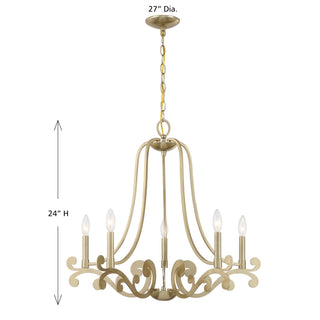 Lombard Five Light Chandelier in Noble Brass