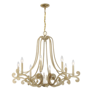 Lombard Eight Light Chandelier in Noble Brass