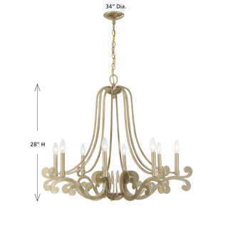 Lombard Eight Light Chandelier in Noble Brass