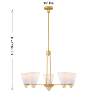 Kohlman Five Light Chandelier in Warm Brass