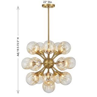 Matisse 16 Light Chandelier in Warm Brass