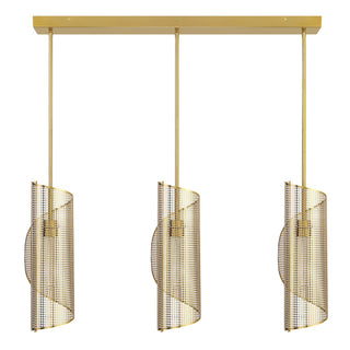 Hillbourne Three Light Linear Chandelier in Warm Brass