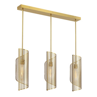 Hillbourne Three Light Linear Chandelier in Warm Brass