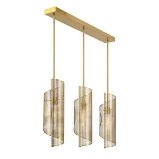 Hillbourne Three Light Linear Chandelier in Warm Brass