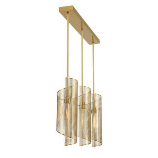 Hillbourne Three Light Linear Chandelier in Warm Brass