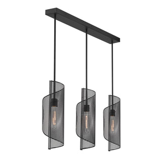 Hillbourne Three Light Linear Chandelier in Matte Black