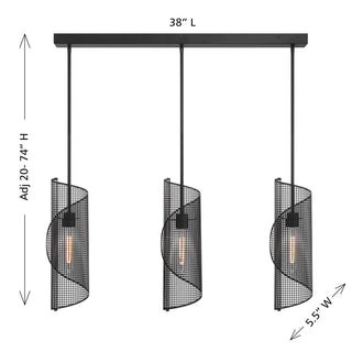 Hillbourne Three Light Linear Chandelier in Matte Black