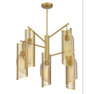 Hillbourne Five Light Chandelier in Warm Brass