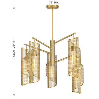 Hillbourne Five Light Chandelier in Warm Brass