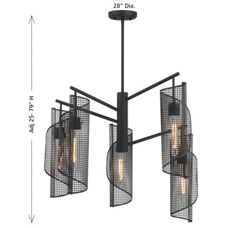 Hillbourne Five Light Chandelier in Matte Black