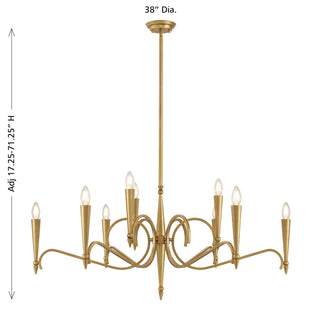 Tremont Nine Light Chandelier in Riviera Brass