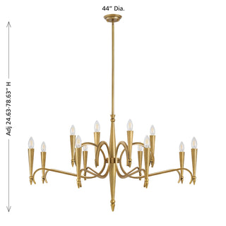 Tremont 12 Light Chandelier in Riviera Brass