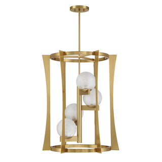 Darien Four Light Pendant in Warm Brass