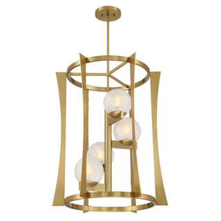 Darien Four Light Pendant in Warm Brass