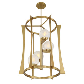 Darien Four Light Pendant in Warm Brass