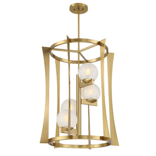 Darien Four Light Pendant in Warm Brass