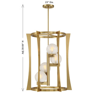 Darien Four Light Pendant in Warm Brass