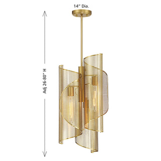 Hillbourne Three Light Pendant in Warm Brass