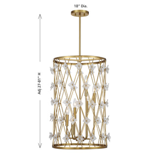 Bailey Six Light Pendant in Warm Brass
