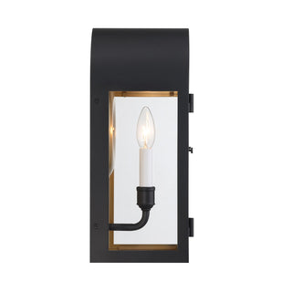 Grotto One Light Outdoor Wall Lantern in Matte Black with Vintage Gold