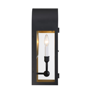 Grotto Two Light Outdoor Wall Lantern in Matte Black with Vintage Gold
