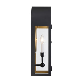 Grotto Two Light Outdoor Wall Lantern in Matte Black with Vintage Gold