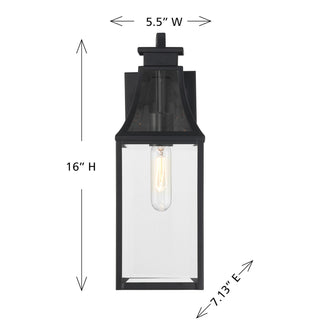 Emery One Light Outdoor Wall Lantern in Matte Black