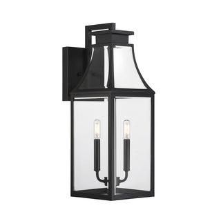 Emery Two Light Outdoor Wall Lantern in Matte Black