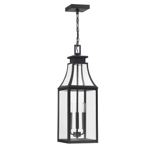 Emery Three Light Outdoor Hanging Lantern in Matte Black
