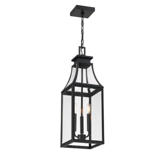 Emery Three Light Outdoor Hanging Lantern in Matte Black