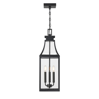 Emery Three Light Outdoor Hanging Lantern in Matte Black