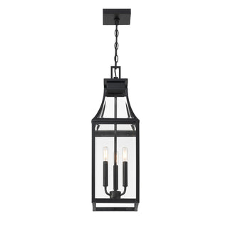 Emery Three Light Outdoor Hanging Lantern in Matte Black