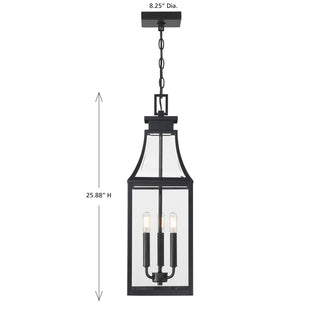 Emery Three Light Outdoor Hanging Lantern in Matte Black