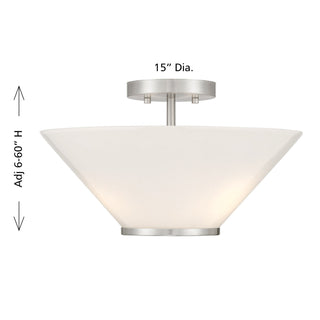 Blair Three Light Convertible Semi-Flush /Pendant in Satin Nickel