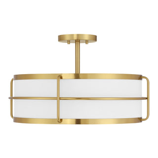 Chauncey Four Light Semi-Flush Mount in Warm Brass