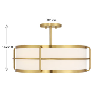 Chauncey Four Light Semi-Flush Mount in Warm Brass