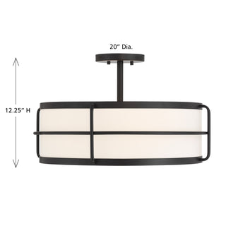 Chauncey Four Light Semi-Flush Mount in Matte Black