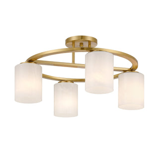 Herron Four Light Semi-Flush Mount in Warm Brass