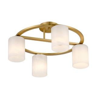 Herron Four Light Semi-Flush Mount in Warm Brass