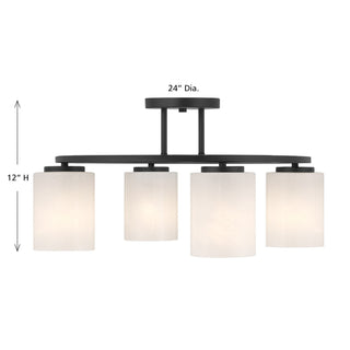 Herron Four Light Semi-Flush Mount in Matte Black