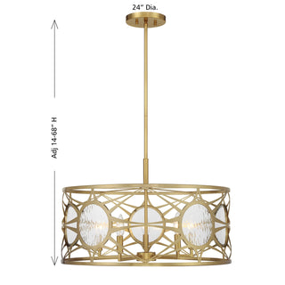 Balfour Five Light Convertible Semi-Flush /Pendant in Warm Brass