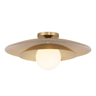 Sherrer One Light Semi-Flush Mount in Warm Brass